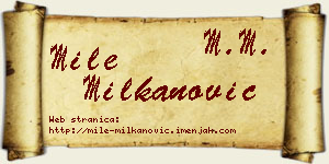 Mile Milkanović vizit kartica